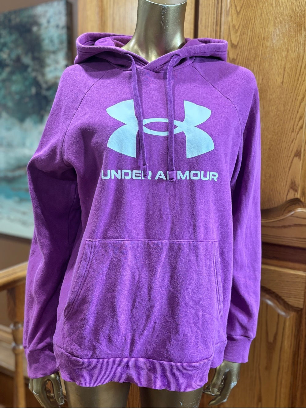 Under Armour Women's Purple Logo Hoodie Sweatshirt - White Logo